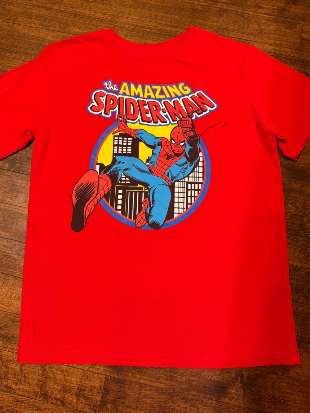 Marvel The Amazing Spider-Man Red Boys Graphic Tee Shirt Size L 10/12 Superhero